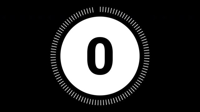 5 second countdown with circle animation, 5 to 0 animation countdown. 4K video