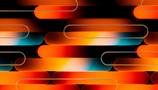 Vibrant Orange Abstract Diagonal Geometric Pattern With Rounded Bars 