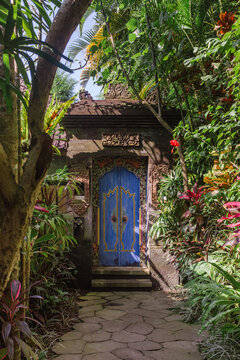 Balinese Stone Gate Hidden in Jungle Greenery
