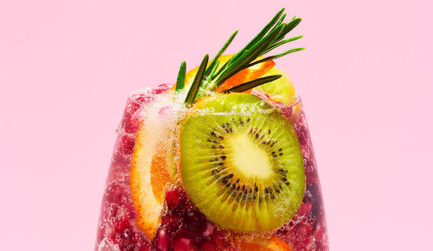 Sparkling Fruit Drink in Closeup