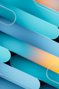 Abstract Blue Turquoise Diagonal Stripes 3D Background 