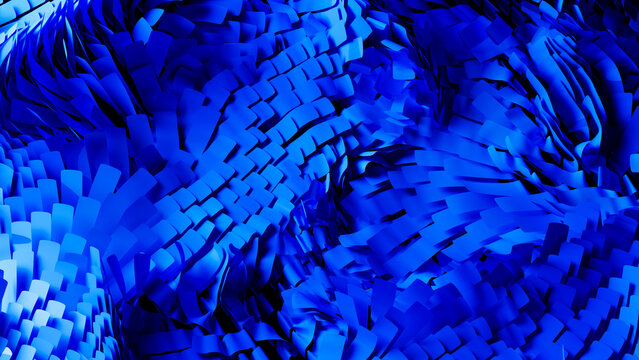 Blue background with wavy stripes for technology design use