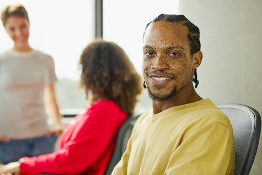 Businessman looking at camera
