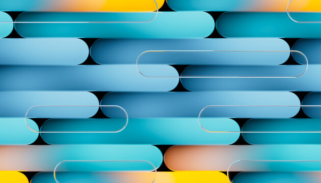 Abstract Blue Turquoise Diagonal Stripes 3D Background 
