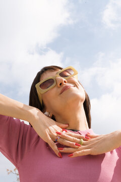 Casual spring lifestyle moment in the outdoors with vibrant colors
