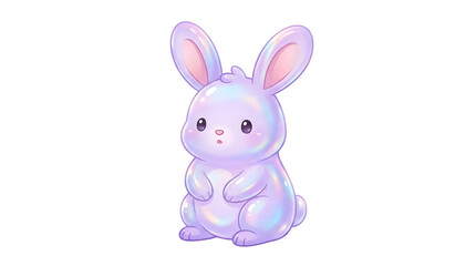 Obraz premium Cute purple bunny isolated on transparent background