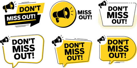 Naklejka premium Collection of dont miss out promotional stickers and labels