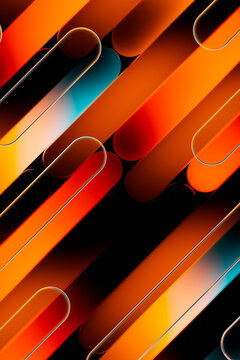Vibrant Orange Abstract Diagonal Geometric Pattern With Rounded Bars 