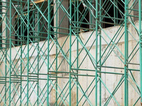 Exterior Scaffolding System at Construction Site