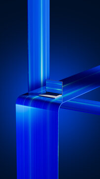 A laptop is placed on a blue tech background with bright lines