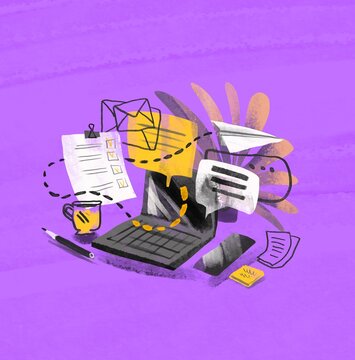 Workspace with Laptop, Coffee and Tasks &ndash; Productivity Concept