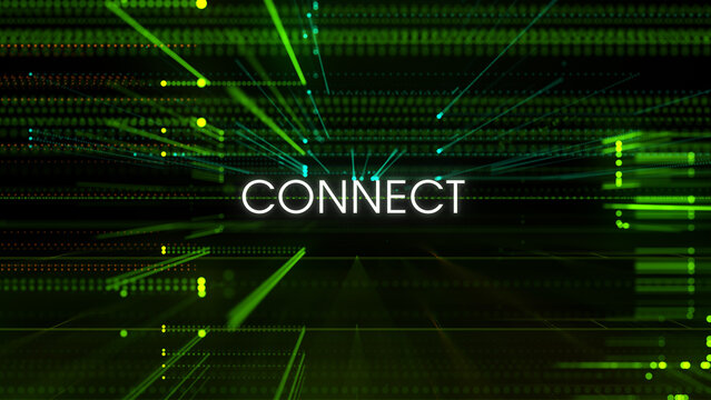 Connect themed title showcased within an advanced technology grid featuring glowing communication channels, network pathways, and futuristic data exchange visuals.