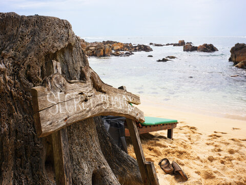 'Secret Beach' Hidden Beach Location With Wooden Sign 