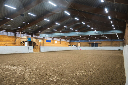 Wide Angle View of a Professional Indoor Horse Riding Arena