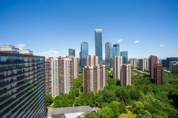 Wangjing CBD and upscale residential community urban scenery, Beijing, China. © 肖勇