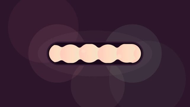 Abstract 2D animation of organic liquid shapes moving inside a pill capsule against a dark purple background.