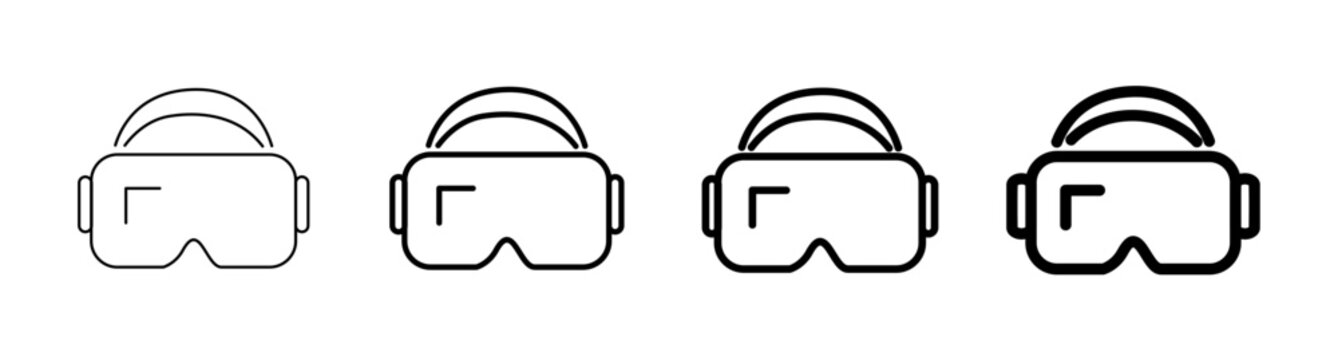Virtual Reality VR Goggles Headset Simulation Line Icon Vector Illustration
