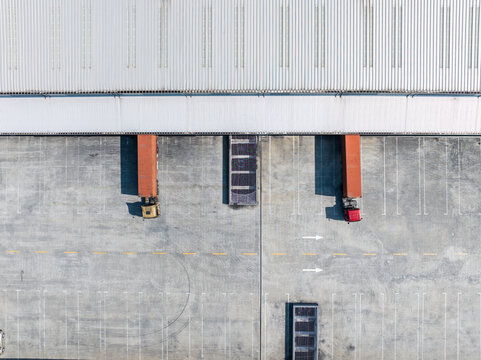 Overhead view of warehouse loading bays