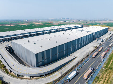 Aerial view of large logistics center