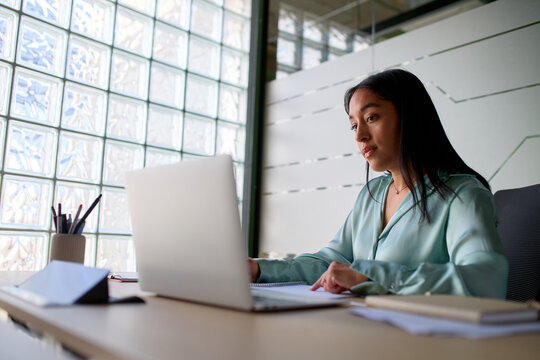 Businesswoman works at the office