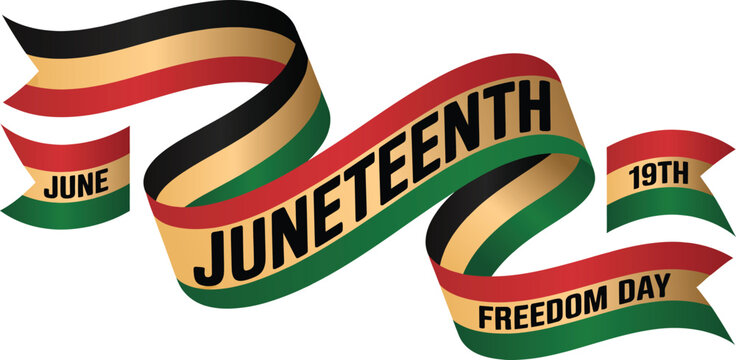 Juneteenth Freedom Day Waving Ribbon Banner Vector Design