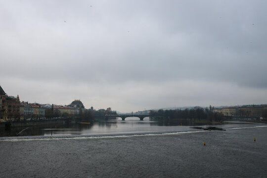 Overcast View of the Vltava River