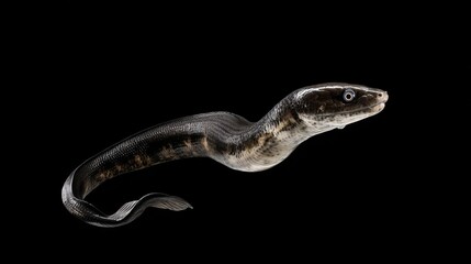Obraz premium Elegant Eel Swimming Gracefully Against Black Background