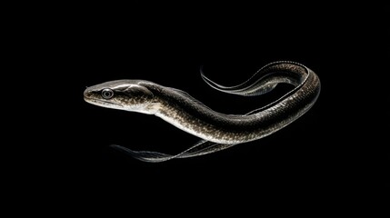 Obraz premium Elegant Eel Swimming Gracefully in Dark Water Background