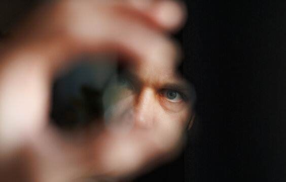The Intense Deep Gaze Of A Man Portrait