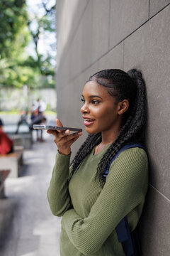 Woman having a conversation outside on the phone