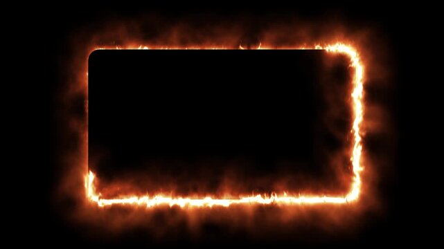 Burning Fire Frame Border with Smoke and Flames Cinematic Overlay Background Animation
