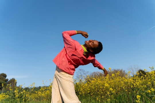 Dancer in field nature