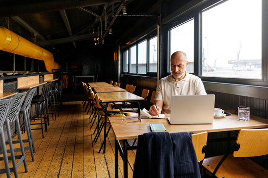 Working in cafe