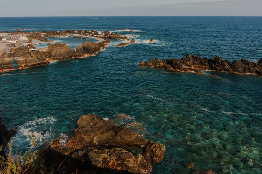 Volcanic natural tide pools in Madeira, Portugal 