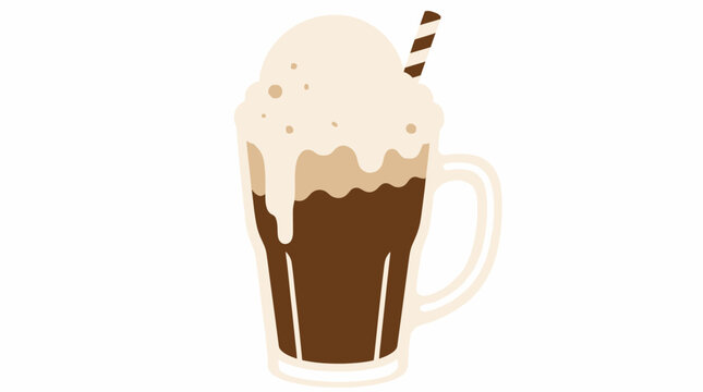 Vector illustration of a root beer float with ice cream and straw, isolated on white background