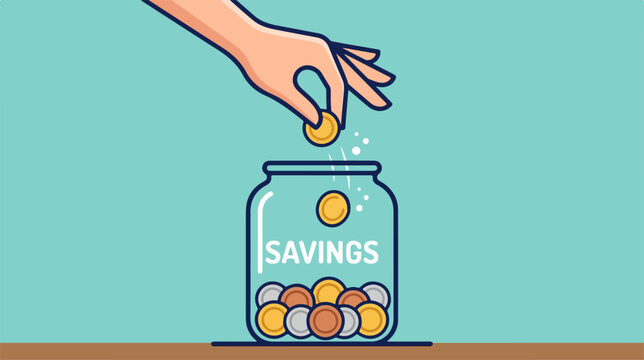 Hand putting coin into savings.