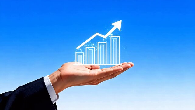 Hand holding growth chart graphic