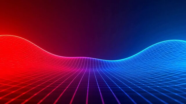 Red and blue grid wave pattern