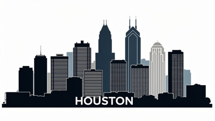 Fototapeta premium Silhouette of Houston city skyline with skyscrapers and urban landscape at night