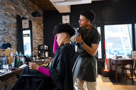 Cutting Hair in Modern Barbershop