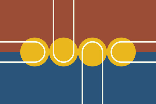 Tennis court with abstract balls