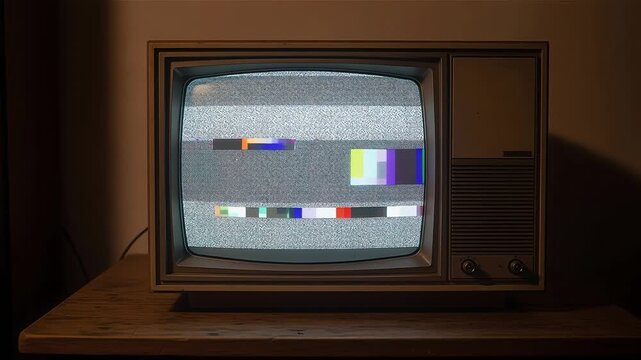 Vintage Television Displaying Test Pattern Static.