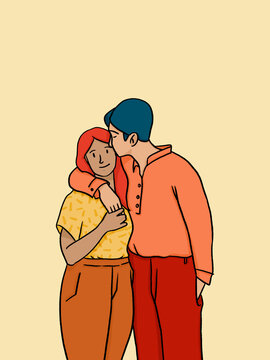 Couple sharing a romantic kiss on forehead