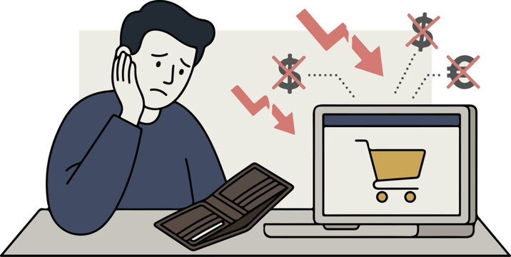 Man Worried About Online Shopping.