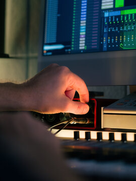 Music Production Session in a Home Studio With Digital Tools