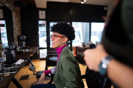 Happy Client Smiling After Haircut
