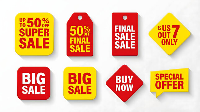 Colorful sale tags for discounts and promotions