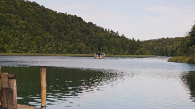 Boat on a the Plitvice Lakes National Park