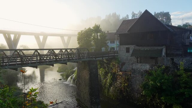 Charming Riverside Village of Rastoke Croatia with Waterfalls