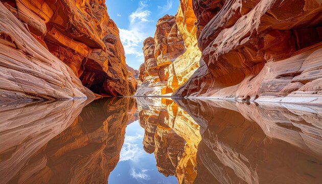 Monolithic Mirror Canyon- -A deep canyon made entirely of mirror-polished black 
